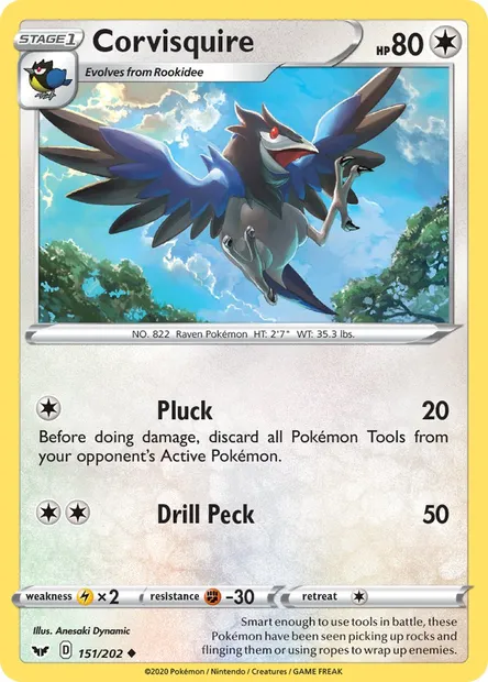 Corvisquire, Pokémon card SSH 151 — Sword & Shield set