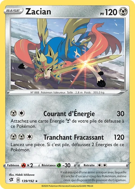 Zacian, carte Pokémon RCL 139 — extension Clash des Rebelles