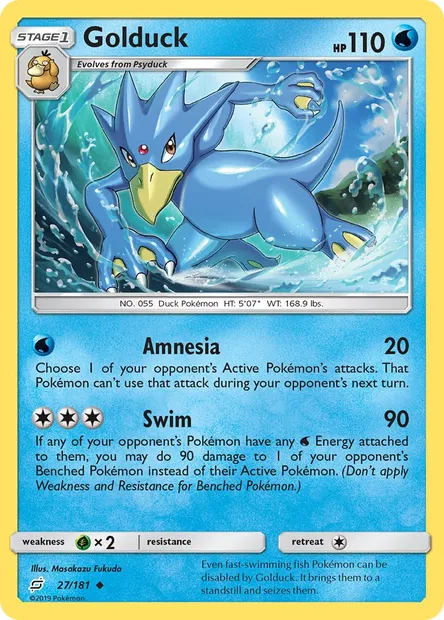 Golduck, Pokémon card TEU 27 — Team Up set