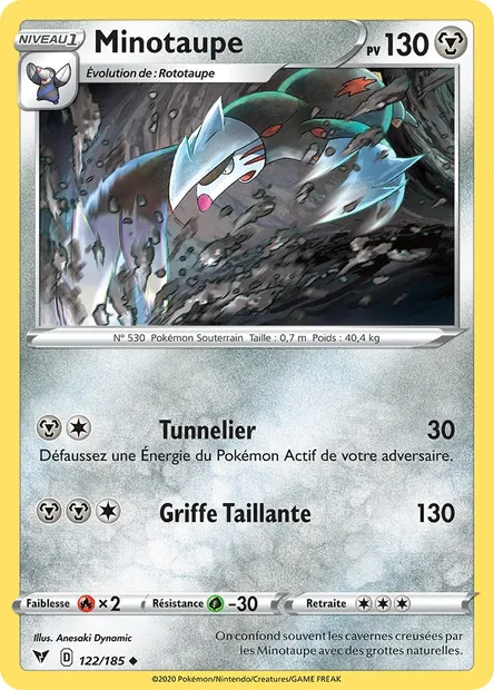 Minotaupe, carte Pokémon VIV 122 — extension Voltage Éclatant