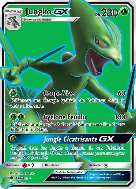 Jungko GX, carte Pokémon LOT 196 — extension Tonnerre Perdu