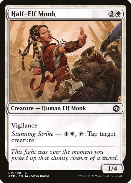 Half-Elf Monk, Magic card AFR 19 — Adventures in the Forgotten Realms set