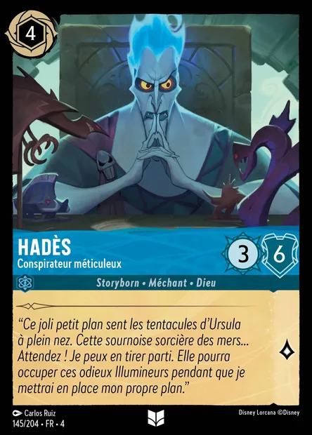 Hadès - Conspirateur méticuleux, carte Disney Lorcana CH4-145 — extension Le Retour d'Ursula