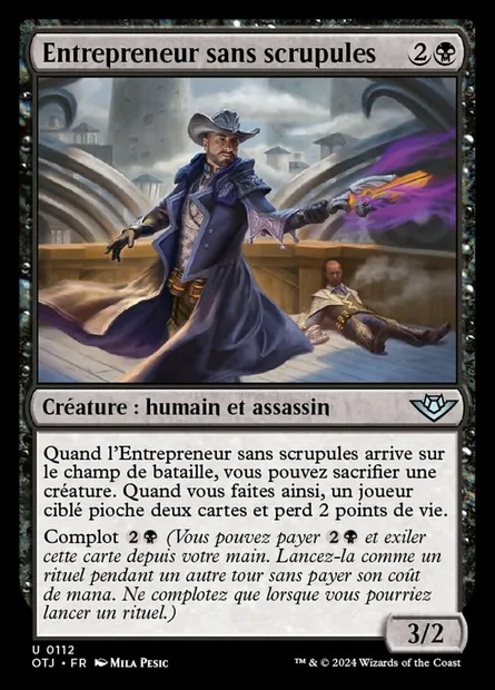 Entrepreneur sans scrupules, carte Magic OTJ 112 — extension Outlaws of Thunder Junction