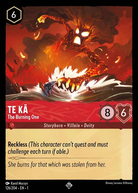 Te Kā - The Burning One, Disney Lorcana card CH1-126 — The First Chapter set