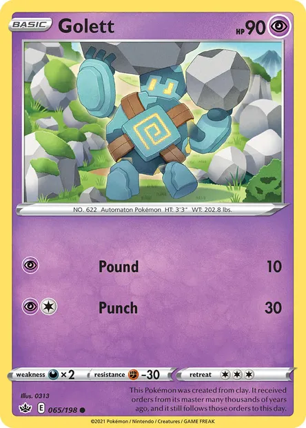 Golett, Pokémon card CRE 65 — Chilling Reign set