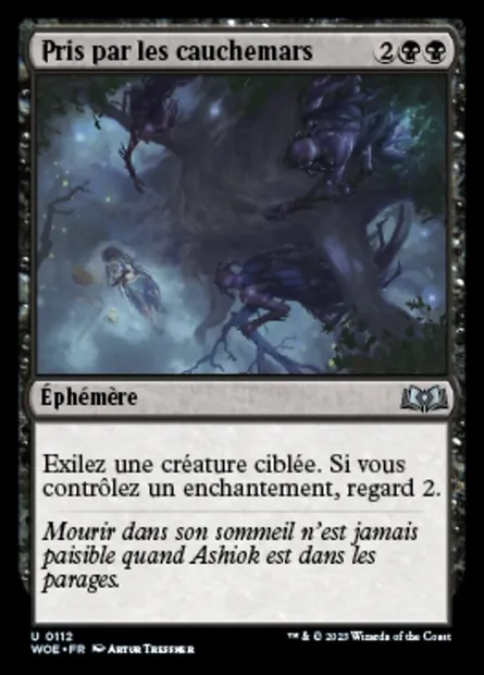 Pris par les cauchemars, carte Magic WOE 112 — extension Wilds of Eldraine