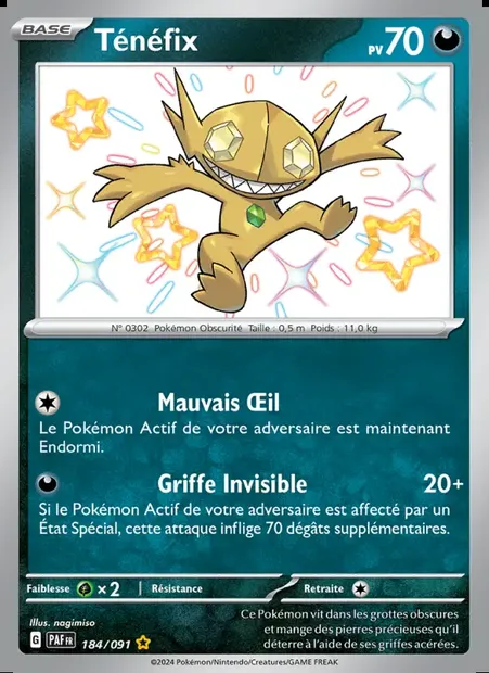 Ténéfix, carte Pokémon PAF 184 — extension Destinées de Paldea