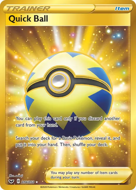 Quick Ball, Pokémon card SSH 216 — Sword & Shield set