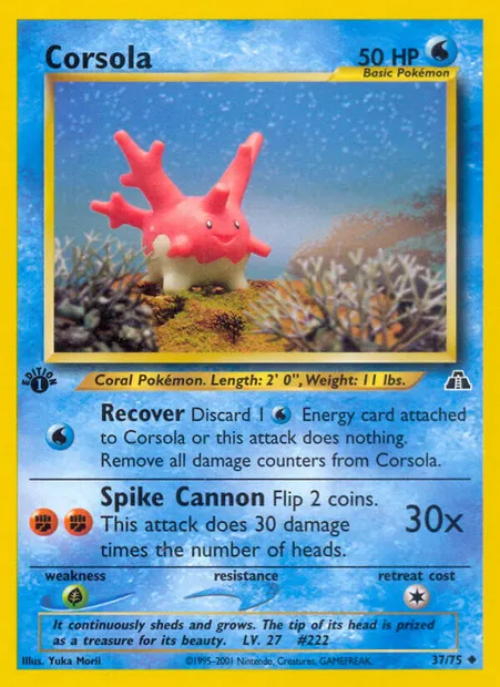 Corsola, Pokémon card ND 37 — Neo Discovery set