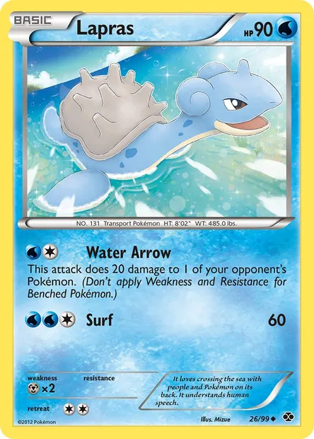 Lapras, Pokémon card NXD 26 — Next Destinies set