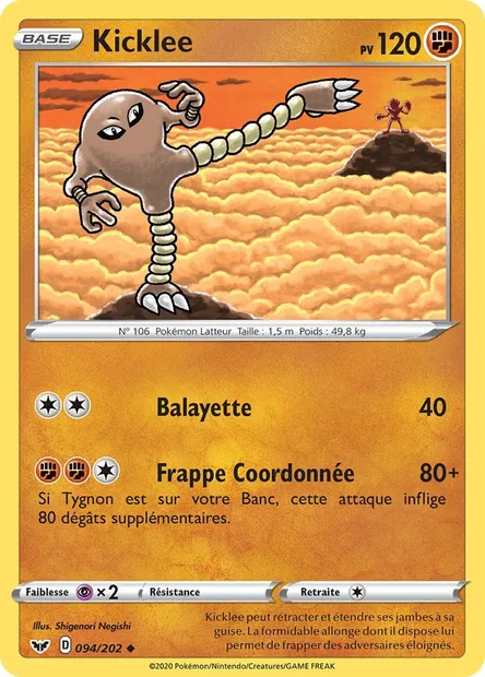 Kicklee, carte Pokémon SSH 94 — extension Épée et Bouclier