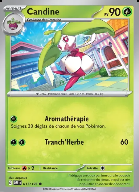Candine, carte Pokémon OBF 017 — extension Flammes Obsidiennes