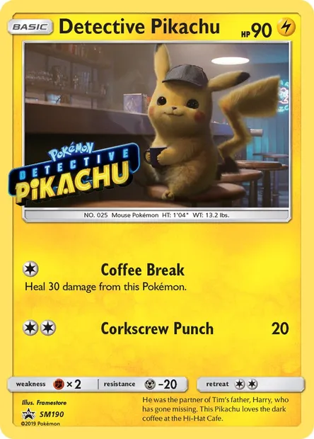 Detective Pikachu, Pokémon card SM 190 — SM Black Star Promos set