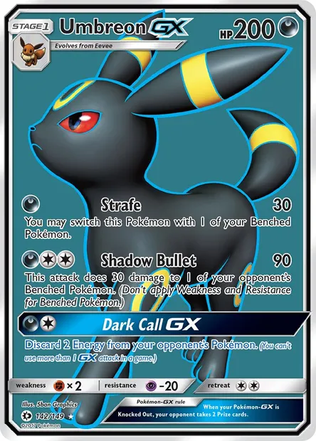 Umbreon GX, Pokémon card SUM 142 — Sun & Moon set