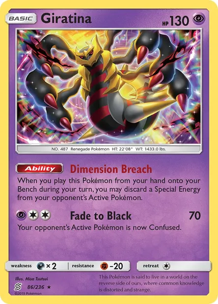 Giratina, Pokémon card UNM 86 — Unified Minds set