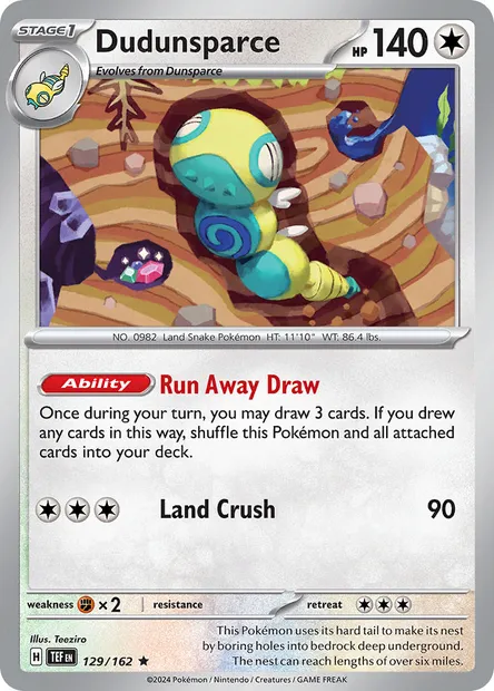 Dudunsparce, Pokémon card TEF 129 — Temporal Forces set