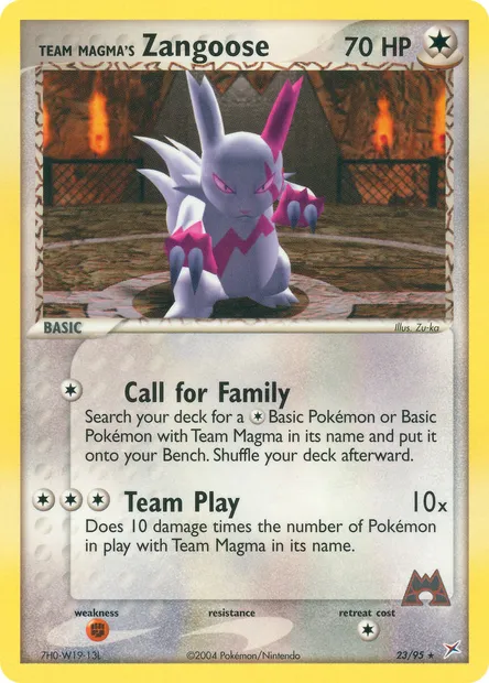 Team Magma's Zangoose, Pokémon card MA 23 — Team Magma vs Team Aqua set