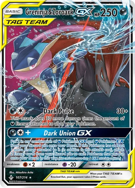 Greninja & Zoroark GX, Pokémon card UNB 107 — Unbroken Bonds set
