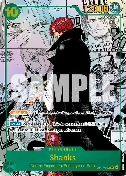 Shanks, carte One Piece OP17-022 — extension LES GUERRIERS LES PLUS PUISSANTS AU MONDE