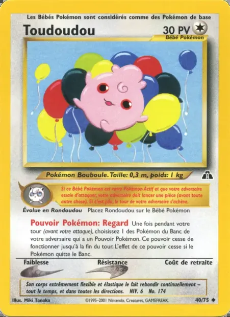 Toudoudou, carte Pokémon ND 40 — extension Neo Discovery