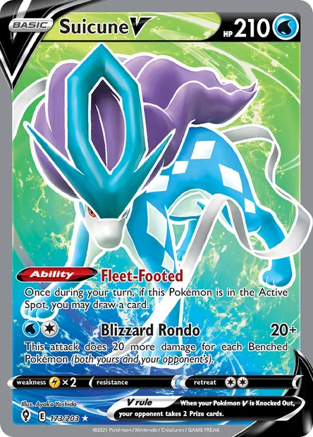 Suicune V, Pokémon card EVS 173 — Evolving Skies set