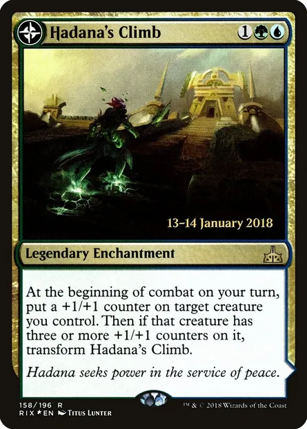 Montée d'Hadana // Temple ailé d'Orazca, carte Magic PRIX 158s — extension Rivals of Ixalan Promos