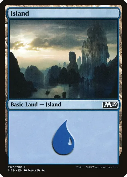 Island, Magic card M19 267 — Core Set 2019 set