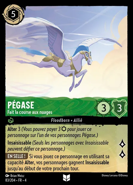 Pégase - Fait la course aux nuages, carte Disney Lorcana CH4-083 — extension Le Retour d'Ursula