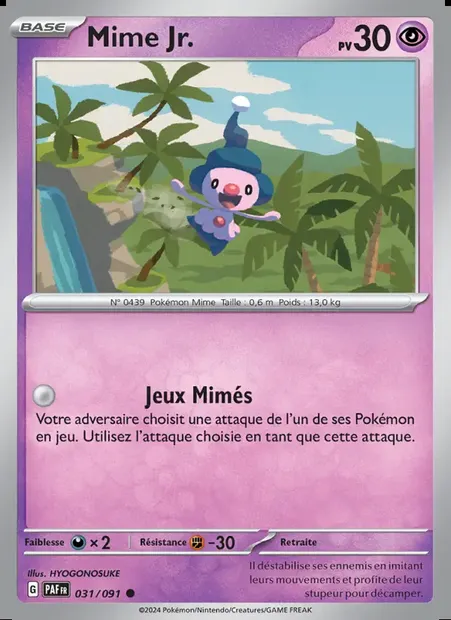 Mime Jr., carte Pokémon PAF 031 — extension Destinées de Paldea