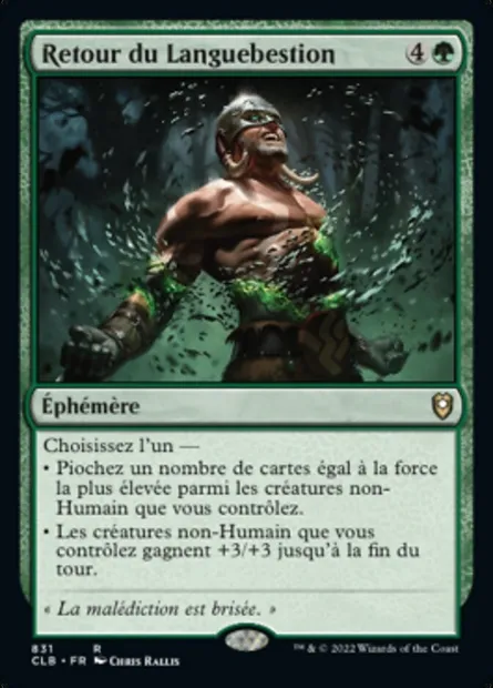 Retour du Languebestion, carte Magic CLB 831 — extension Commander Légendes : la bataille de la Porte de Baldur