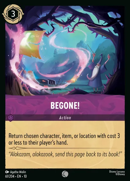 Begone!, Disney Lorcana card CH10-061 — Whispers in the Well set