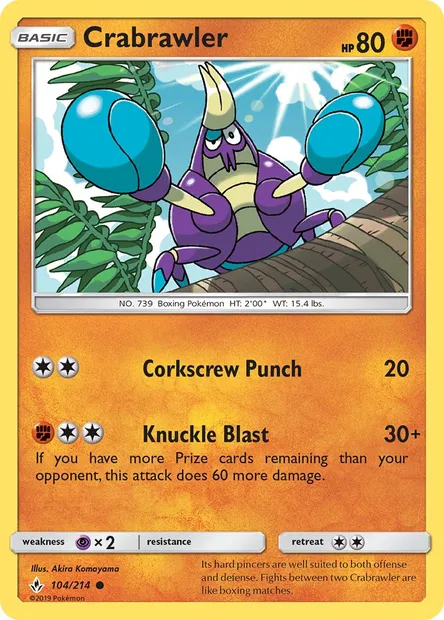 Crabrawler, Pokémon card UNB 104 — Unbroken Bonds set