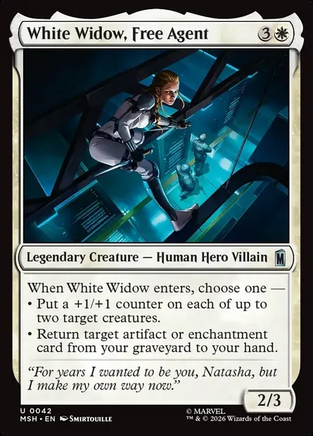 White Widow, Free Agent, Magic card MSH 42 — Marvel Super Heroes set