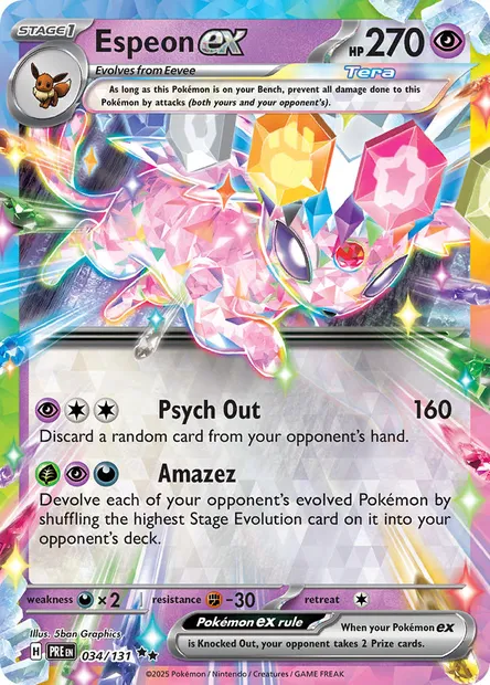 Espeon ex, Pokémon card PRE 034 — Prismatic Evolutions set
