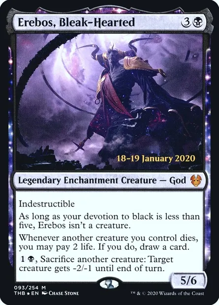 Erebos, Bleak-Hearted, Magic card PTHB 93s — Theros Beyond Death Promos set