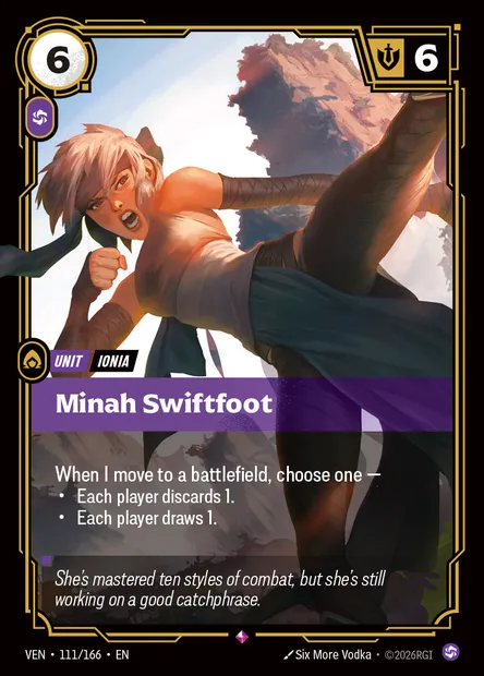 Minah Swiftfoot, carte Riftbound VEN 111 — extension Vendetta