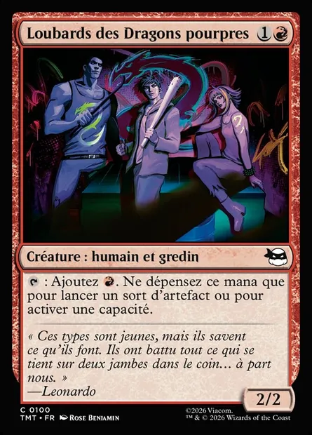 Loubards des Dragons pourpres, carte Magic TMT 100 — extension Teenage Mutant Ninja Turtles