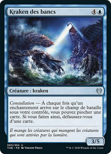 Kraken des bancs, carte Magic THB 65 — extension Theros Beyond Death