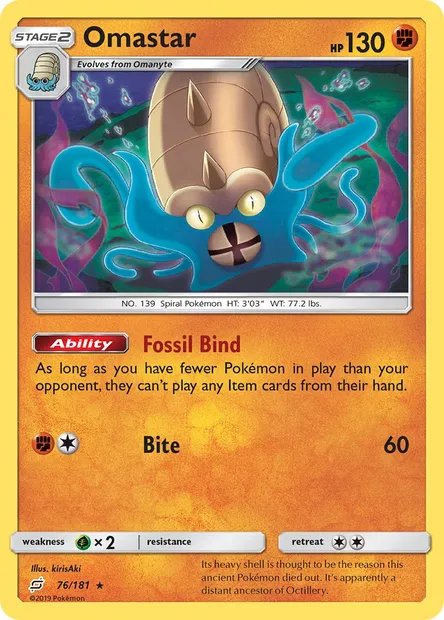 Omastar, Pokémon card TEU 76 — Team Up set