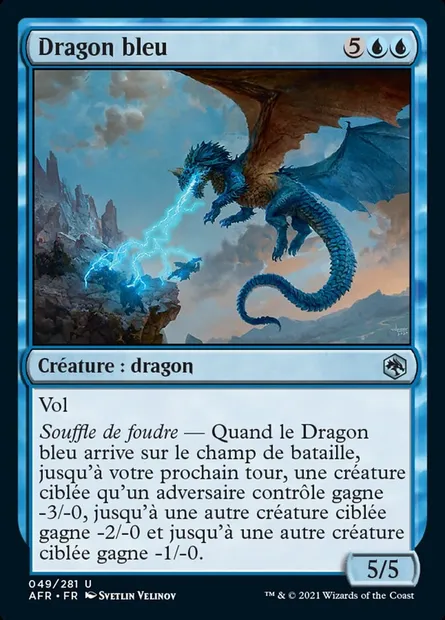 Dragon bleu, carte Magic AFR 49 — extension Forgotten Realms: Aventures dans les Royaumes Oubliés