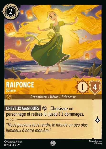 Raiponce - Solaire, carte Disney Lorcana CH9-008 — extension Fabuleux