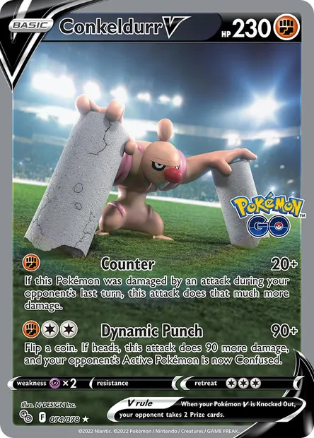 Conkeldurr V, Pokémon card PGO 074 — Pokémon GO set