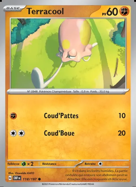 Terracool, carte Pokémon OBF 118 — extension Flammes Obsidiennes