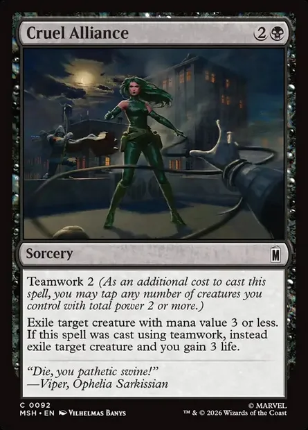 Cruel Alliance, Magic card MSH 92 — Marvel Super Heroes set