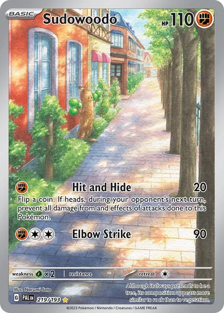 Sudowoodo, Pokémon card PAL 219 — Paldea Evolved set