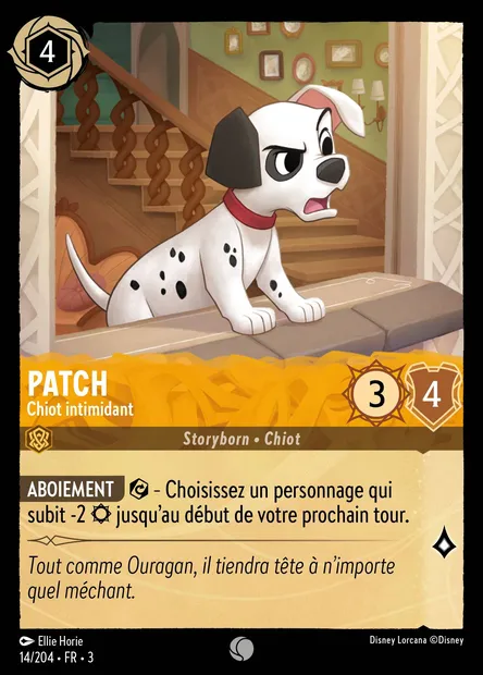 Patch - Chiot intimidant, carte Disney Lorcana CH3-014 — extension Les Terres d'Encres