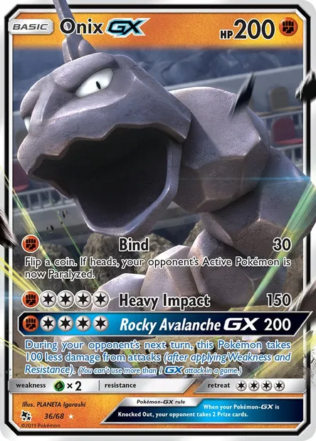 Onix GX, Pokémon card HIF 36 — Hidden Fates set