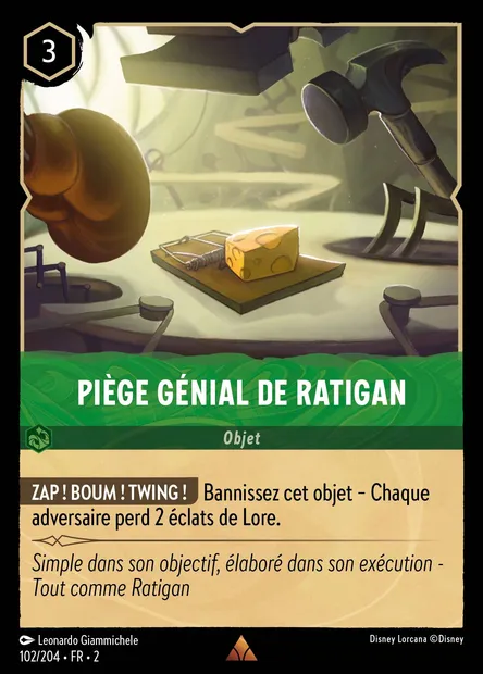 Piège génial de Ratigan, carte Disney Lorcana CH2-102 — extension L'Ascension des Floodborn