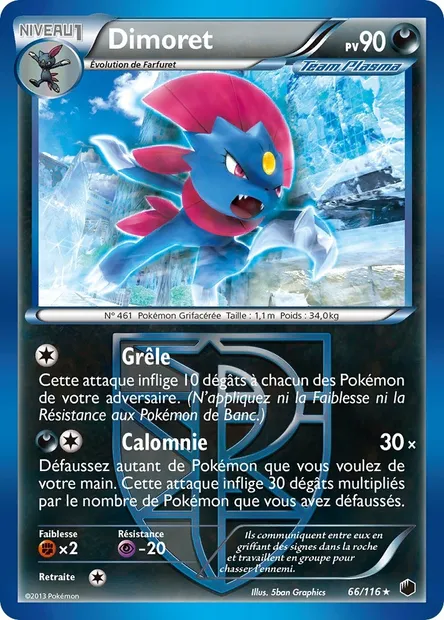 Dimoret, carte Pokémon PLF 66 — extension Glaciation Plasma